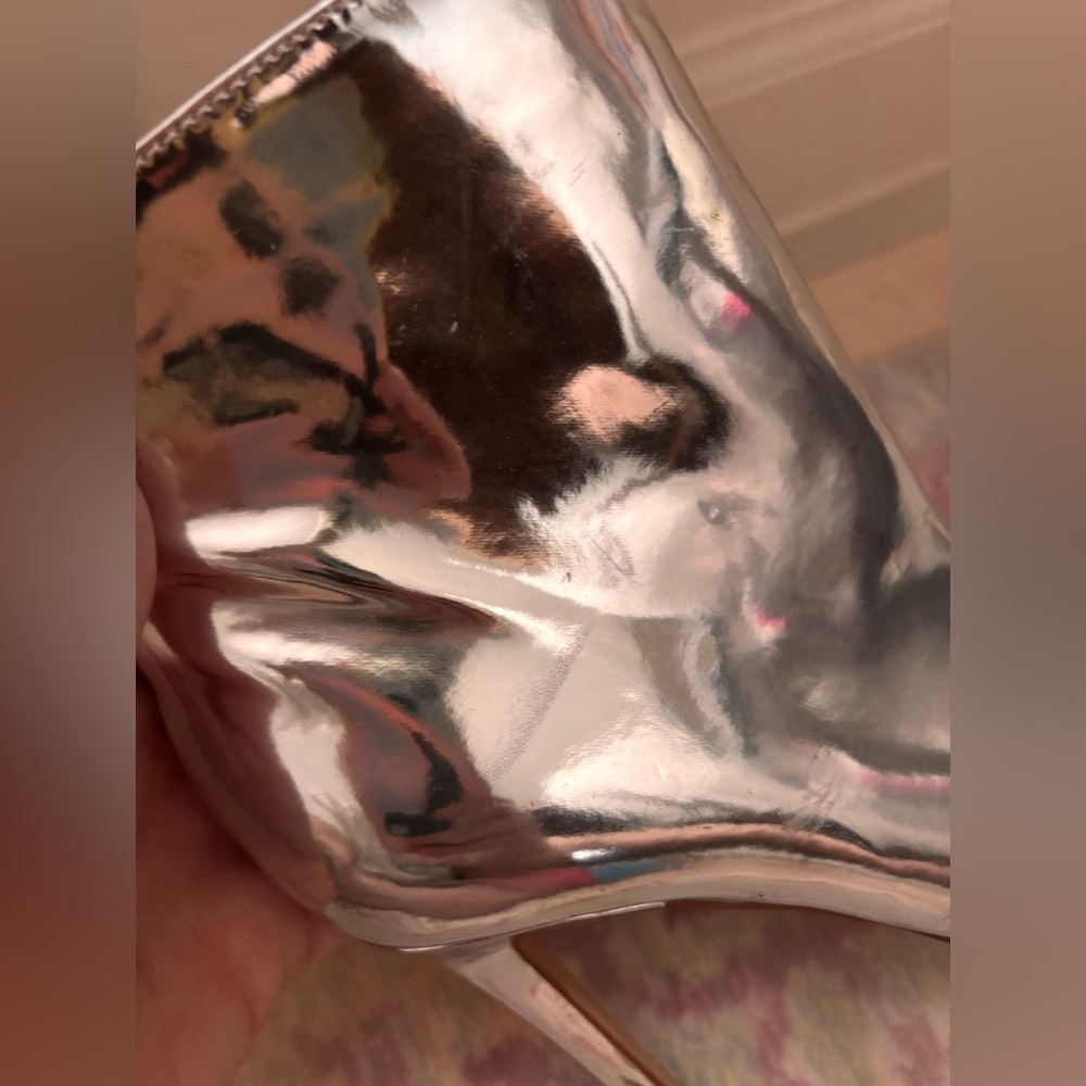 Metallic Silver Women's Ankle Boots - High Heel Zip Booties - Picture 10 of 15